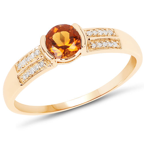 0.51 Carat Genuine Citrine and White Diamond 14K Yellow Gold Ring by Bids.com
