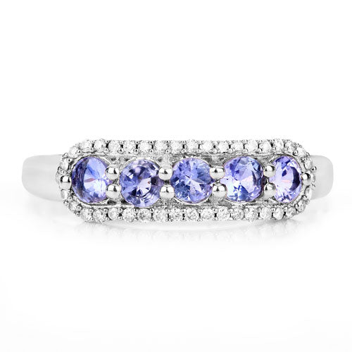 0.61 Carat Genuine Tanzanite and White Diamond 14K White Gold Ring by Bids.com