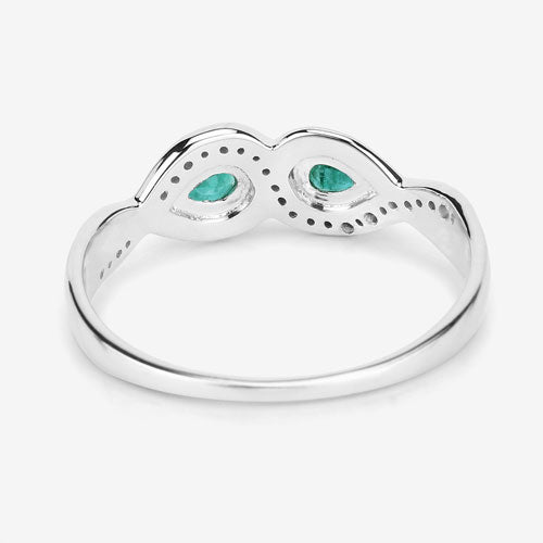 0.35 Carat Genuine Zambian Emerald and White Diamond 14K White Gold Ring by Bids.com