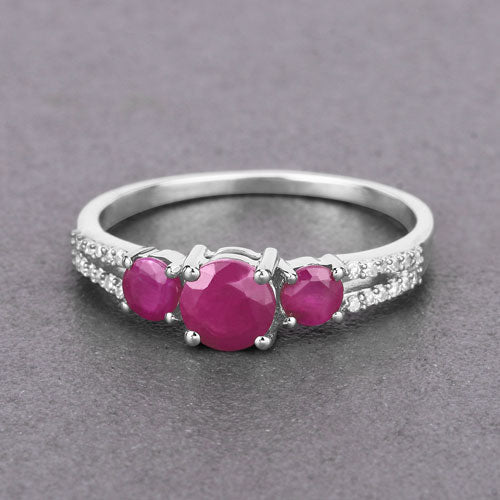 1.02 Carat Genuine Ruby and White Diamond 14K White Gold Ring by Bids.com