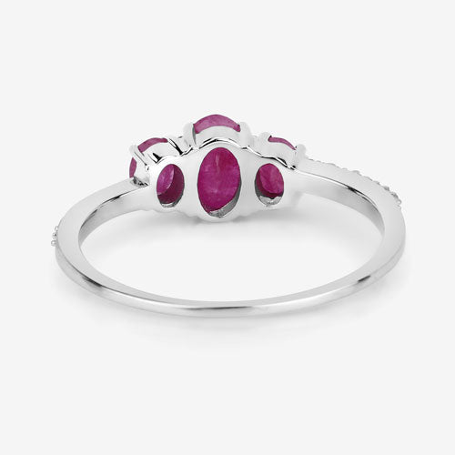 1.02 Carat Genuine Ruby and White Diamond 14K White Gold Ring by Bids.com