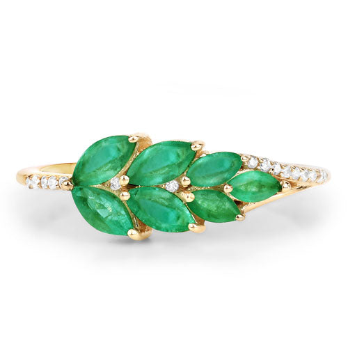 0.68 Carat Genuine Zambian Emerald and White Diamond 14K Yellow Gold Ring by Bids.com