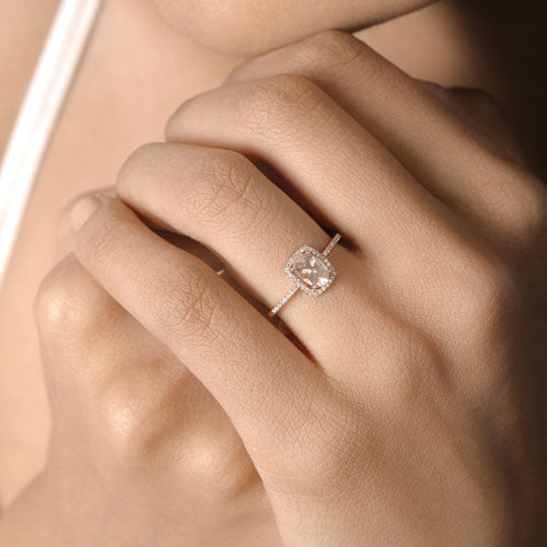 0.82 Carat Genuine Morganite and White Diamond 14K Rose Gold Ring by Bids.com