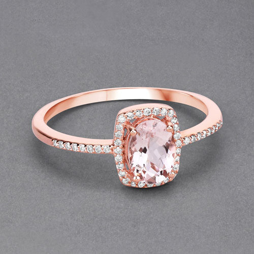 0.82 Carat Genuine Morganite and White Diamond 14K Rose Gold Ring by Bids.com