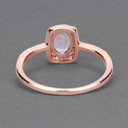 0.82 Carat Genuine Morganite and White Diamond 14K Rose Gold Ring by Bids.com