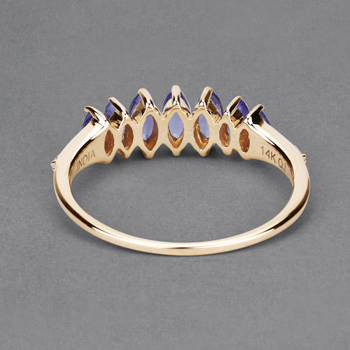 0.76 Carat Genuine Tanzanite and White Diamond 14K Yellow Gold Ring DestGlow