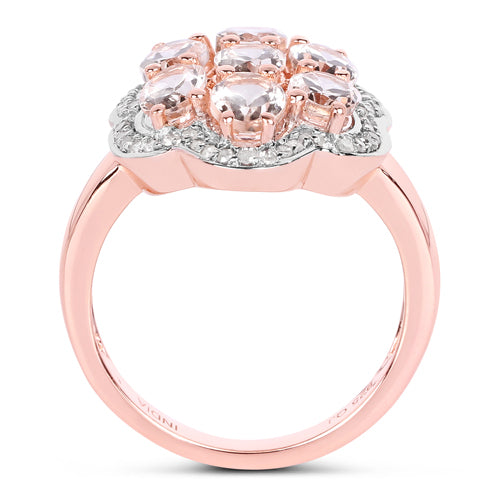 3.06 Carat Genuine Morganite and White Diamond .925 Sterling Silver Ring by Bids.com