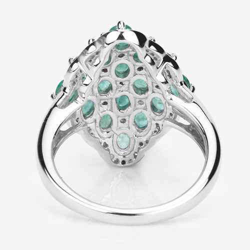2.68 Carat Genuine Zambian Emerald and White Zircon .925 Sterling Silver Ring by Bids.com
