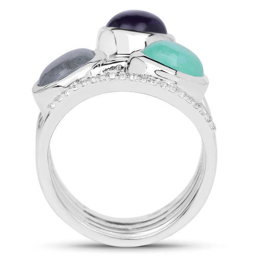 4.00 Carat Genuine Multi Stone .925 Sterling Silver Ring by Bids.com