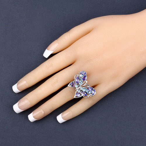 3.60 Carat Genuine Tanzanite and Swiss Blue Topaz .925 Sterling Silver Ring by Bids.com