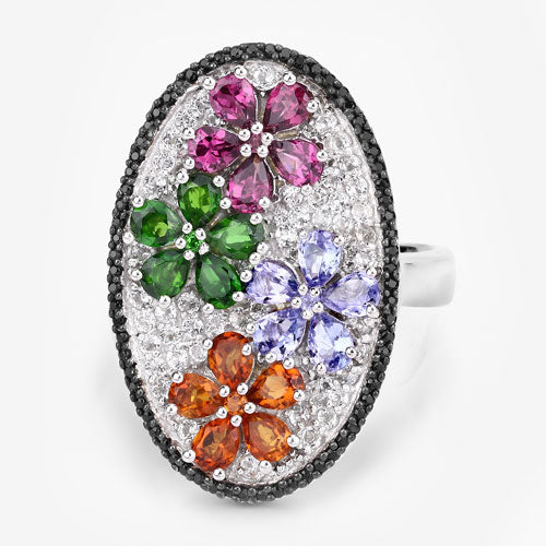 5.01 Carat Genuine Multi Stones .925 Sterling Silver Ring by Bids.com