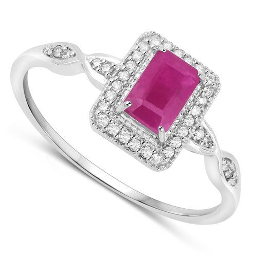 0.75 Carat Genuine Ruby and White Diamond 14K White Gold Ring by Bids.com