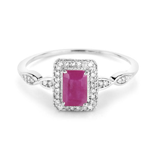 0.75 Carat Genuine Ruby and White Diamond 14K White Gold Ring by Bids.com