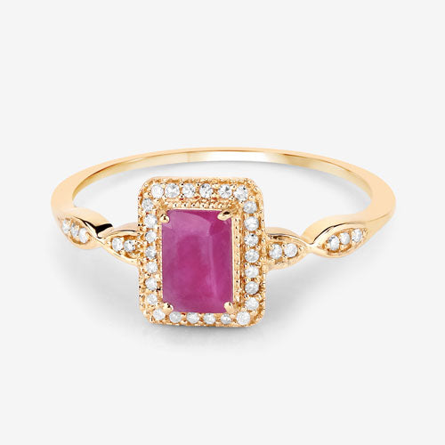0.75 Carat Genuine Ruby and White Diamond 14K Yellow Gold Ring by Bids.com