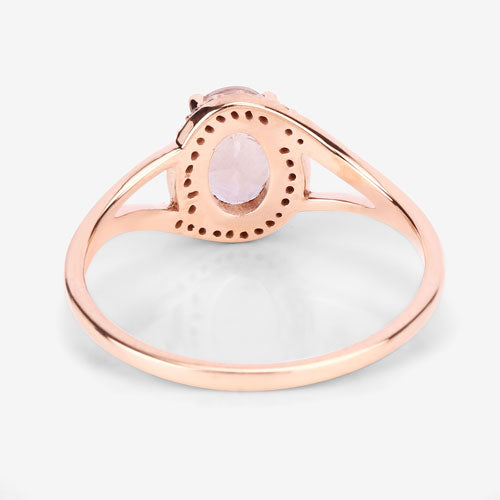 0.78 Carat Genuine Morganite and White Diamond 14K Rose Gold Ring by Bids.com