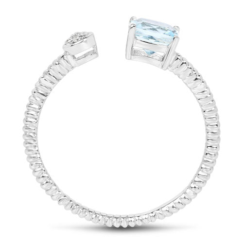 0.52 Carat Genuine Aquamarine and White Diamond 14K White Gold Ring by Bids.com