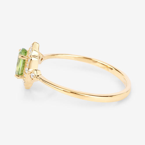 0.49 Carat Genuine Peridot and White Diamond 10K Yellow Gold Ring DestGlow
