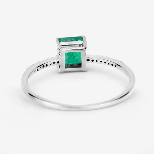 0.64 Carat Genuine Zambian Emerald and White Diamond 14K White Gold Ring by Bids.com