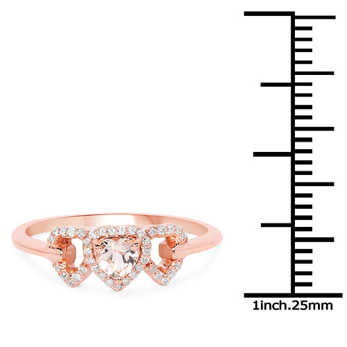 0.37 Carat Genuine Morganite and White Diamond 14K Rose Gold Ring by Bids.com