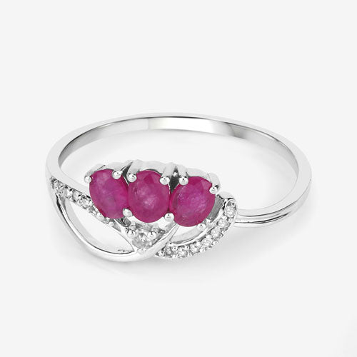 0.71 Carat Genuine Ruby and White Diamond 14K White Gold Ring by Bids.com