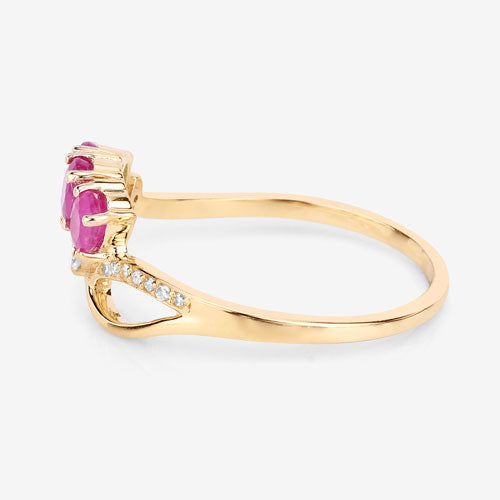 0.71 Carat Genuine Ruby and White Diamond 14K Yellow Gold Ring by Bids.com