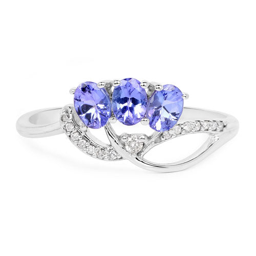 0.56 Carat Genuine Tanzanite and White Diamond 14K White Gold Ring by Bids.com