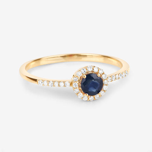 0.38 Carat Genuine Blue Sapphire and White Diamond 14K Yellow Gold Ring by Bids.com