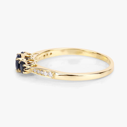 0.56 Carat Genuine Blue Sapphire and White Diamond 14K Yellow Gold Ring by Bids.com