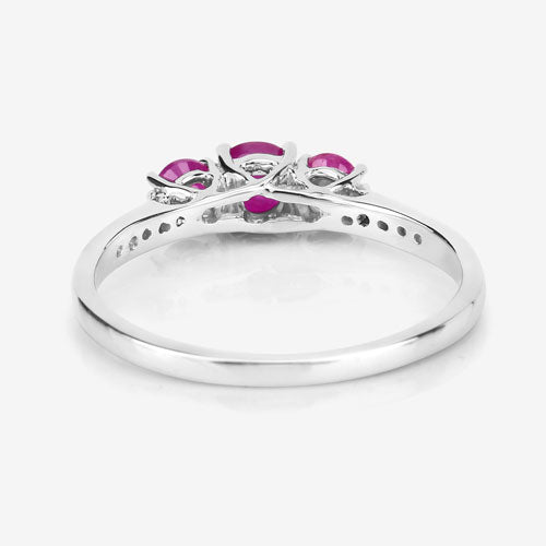 0.61 Carat Genuine Ruby and White Diamond 14K White Gold Ring by Bids.com