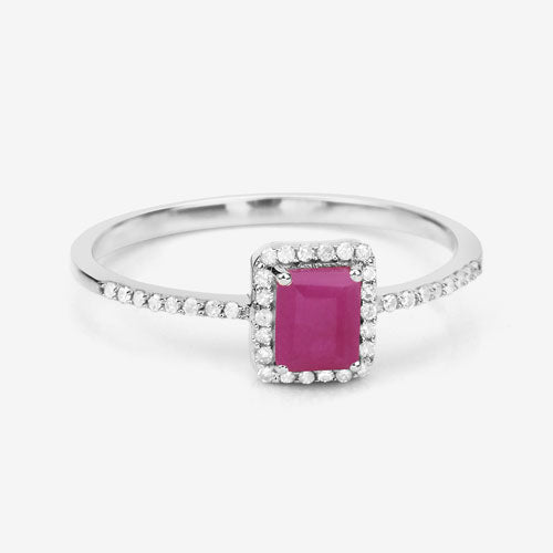 0.58 Carat Genuine Ruby and White Diamond 14K White Gold Ring by Bids.com