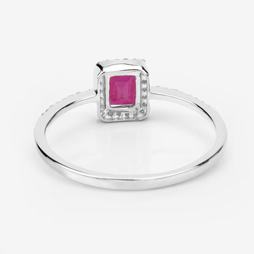 0.58 Carat Genuine Ruby and White Diamond 14K White Gold Ring by Bids.com
