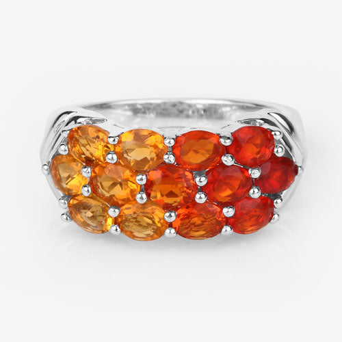 1.56 Carat Genuine Fire Opal .925 Sterling Silver Ring by Bids.com