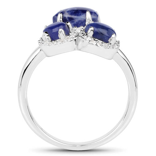 2.28 Carat Genuine Blue Aventurine And White Topaz .925 Sterling Silver Ring by Bids.com