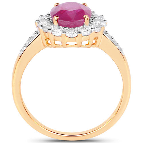 2.84 Carat Genuine Burma Ruby and White Diamond 18K Yellow Gold Ring by Bids.com