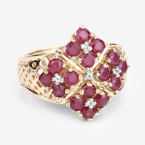 2.13 Carat Genuine Ruby and White Topaz .925 Sterling Silver Ring DestGlow