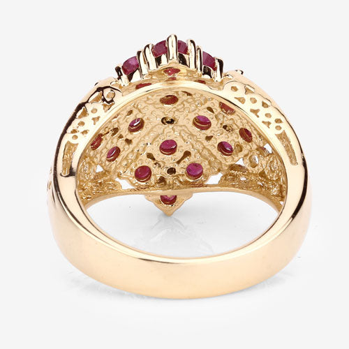 2.13 Carat Genuine Ruby and White Topaz .925 Sterling Silver Ring DestGlow