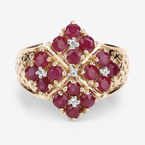 2.13 Carat Genuine Ruby and White Topaz .925 Sterling Silver Ring DestGlow