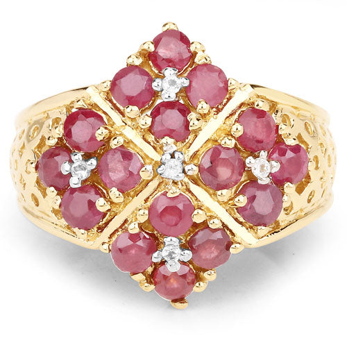 2.13 Carat Genuine Ruby and White Topaz .925 Sterling Silver Ring DestGlow