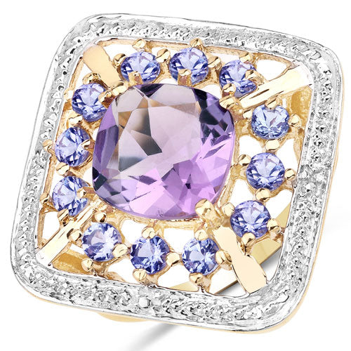 3.44 Carat Genuine Amethyst and Tanzanite .925 Sterling Silver Ring by Bids.com