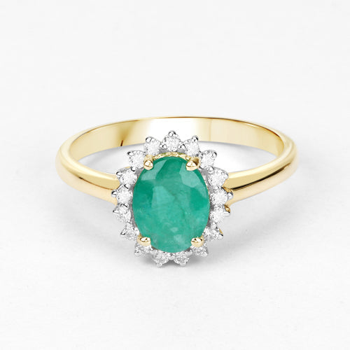 1.39 Carat Genuine Zambian Emerald and White Diamond 10K Yellow Gold Ring by Bids.com
