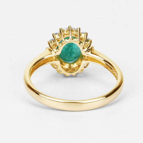 1.39 Carat Genuine Zambian Emerald and White Diamond 10K Yellow Gold Ring by Bids.com