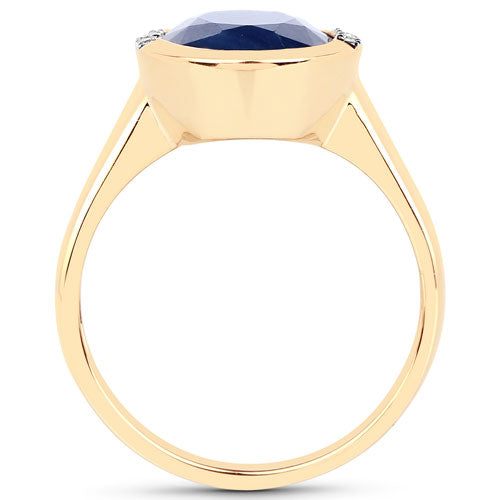 4.85 Carat Genuine Blue Sapphire and White Diamond 14K Yellow Gold Ring by Bids.com