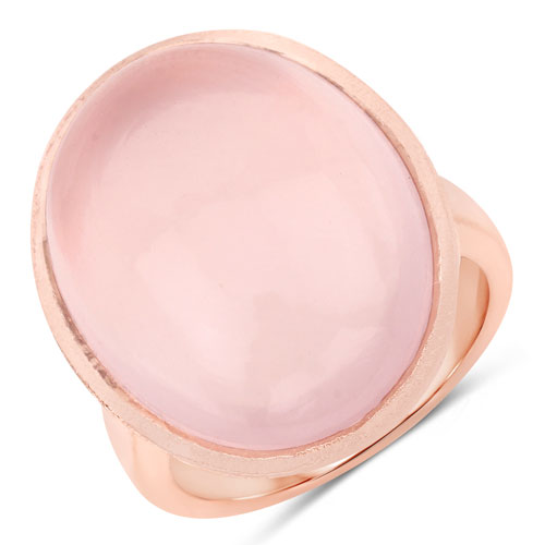 15.60 Carat Genuine Rose Quartz .925 Sterling Silver Ring DestGlow