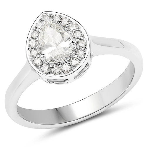 14K White Gold 0.64 Carat Genuine White Diamond Ring by Bids.com