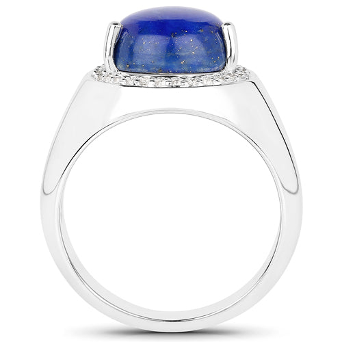 5.52 Carat Genuine Lapis and White Zircon .925 Sterling Silver Ring by Bids.com