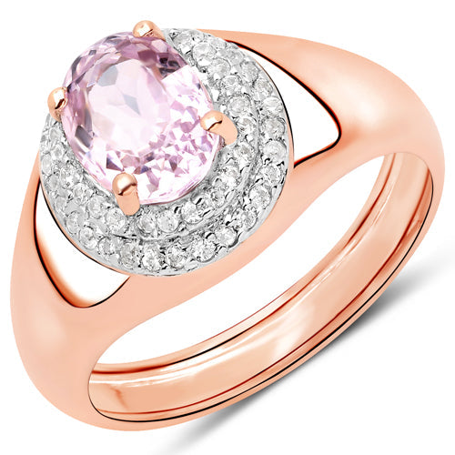 2.17 Carat Genuine Kunzite and White Zircon .925 Sterling Silver Ring by Bids.com