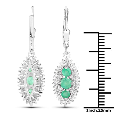 3.52 Carat Genuine Zambian Emerald and White Topaz .925 Sterling Silver 3 Piece Jewelry Set (Ring, Earrings, and Pendant w/ Chain) by Bids.com