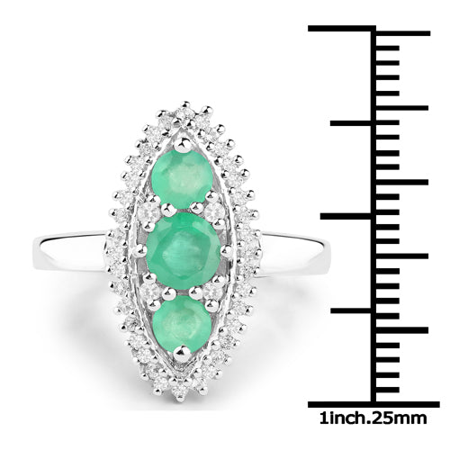 3.52 Carat Genuine Zambian Emerald and White Topaz .925 Sterling Silver 3 Piece Jewelry Set (Ring, Earrings, and Pendant w/ Chain) by Bids.com