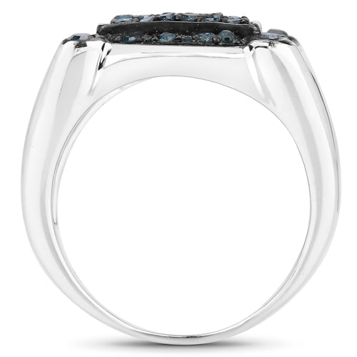 0.81 Carat Genuine Blue Diamond .925 Sterling Silver Ring by Bids.com