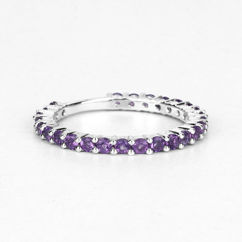 0.78 Carat Genuine Amethyst .925 Sterling Silver Ring DestGlow